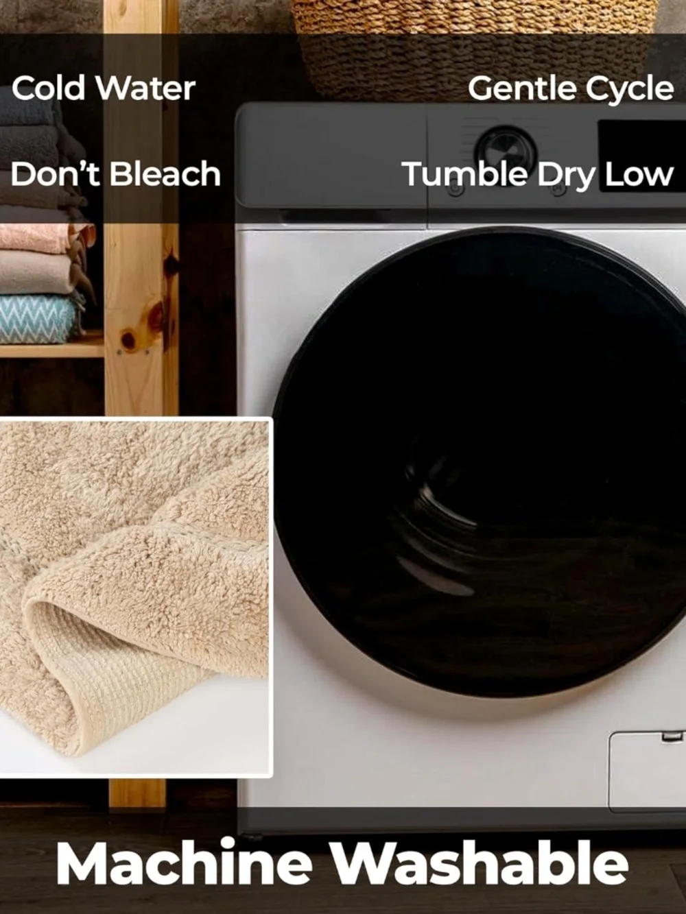 Superior Non-Slip 2 Piece Bath Rug Set, Ultra Plush, Soft and Absorbent 100% Com
